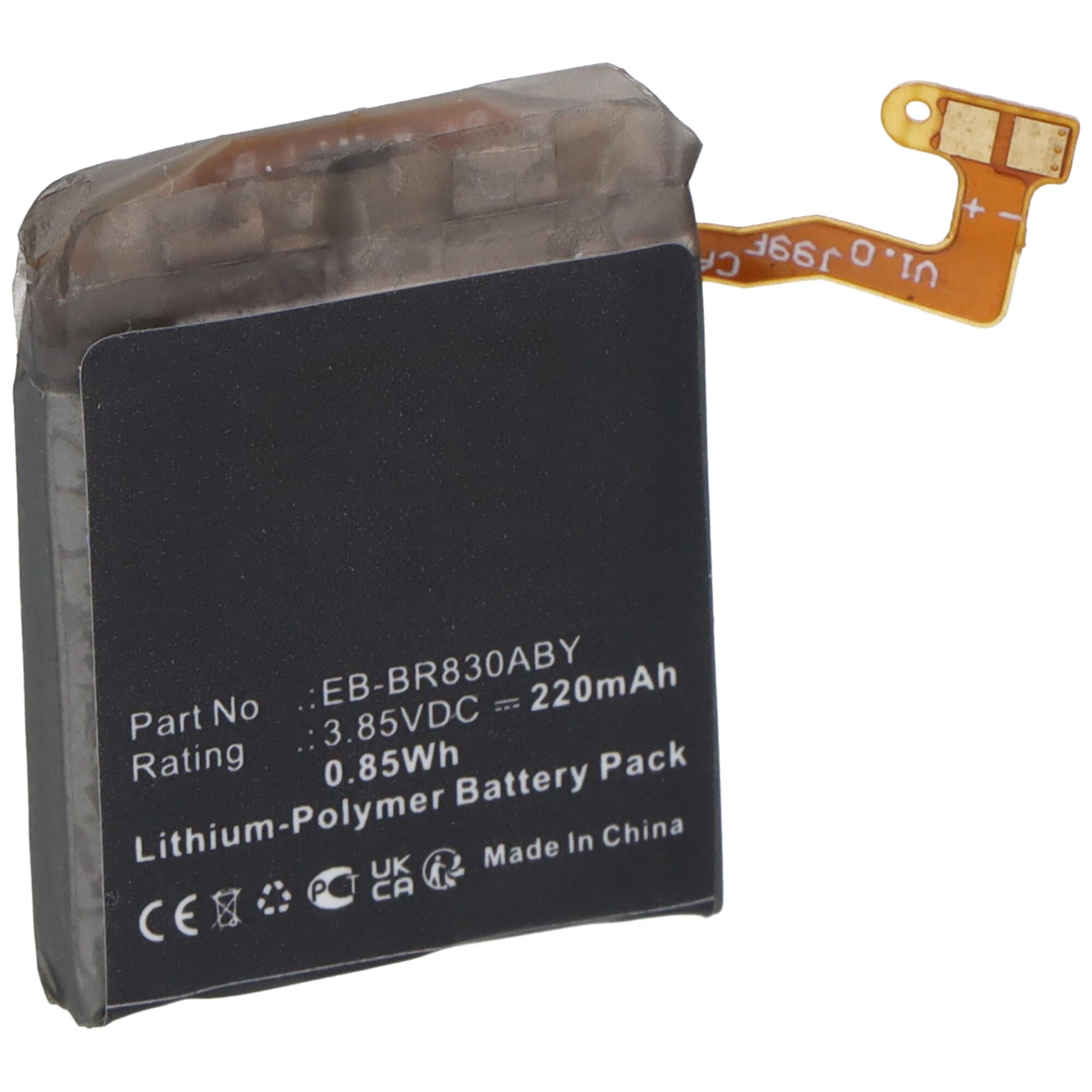 Batterie adaptée pour Samsung Galaxy Watch Active2 40 mm, SM-R830, EB-BR830ABY, 3,85 V, 220 mAh