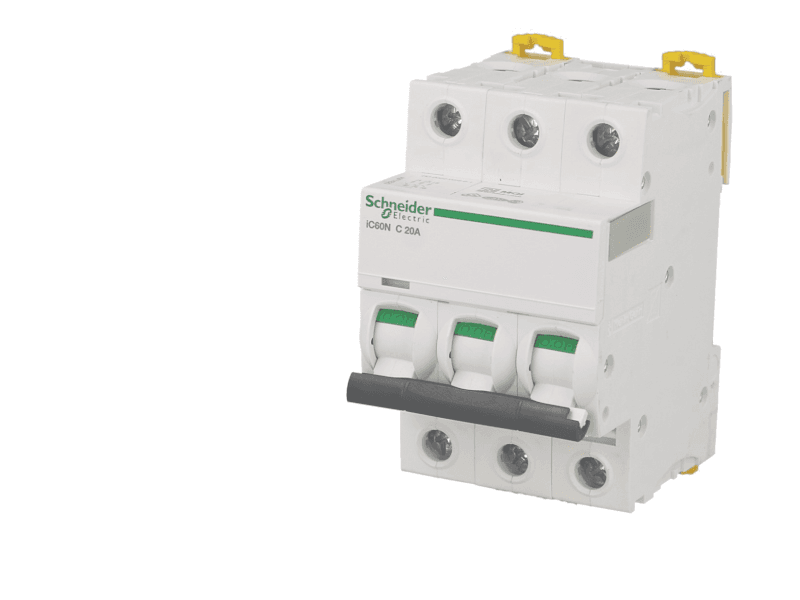 Disjoncteur modulaire tripolaire Schneider Acti9 iC60N 10A courbe C